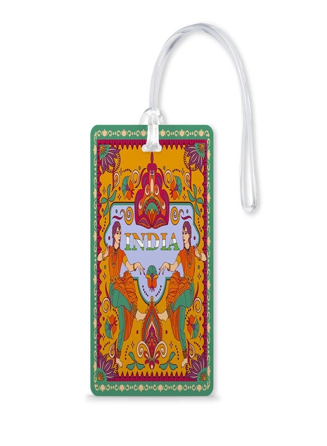 100yellow® Indian Theme - 01 Luggage Tags, Bag Tag Travel Id Labels Tag for Baggage Suitcases Bags with Silicon| Multicolor - Image 1